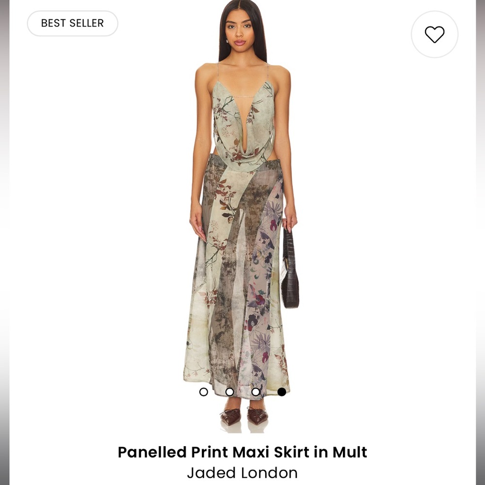 Jaded London Super Cowl Neck Top With Straps & Panelled Print Maxi Skirt